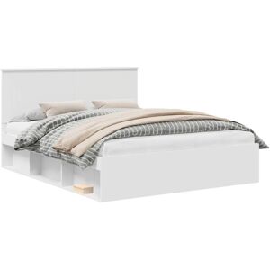 Bed Frame with Headboard White 160 x 200 cm Solid Pine Wood vidaXL Bed Frame with Headboard White 160 x 200 cm Solid Pine Wood vidaXL