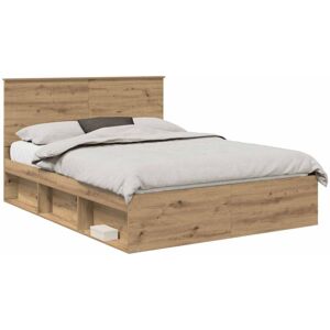 Bed Frame Artisian Oak 150 x 200 cm Solid Pine Wood vidaXL Bed Frame Artisian Oak 150 x 200 cm Solid Pine Wood vidaXL