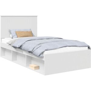 Bed Frame with Headboard White 100 x 200 cm Solid Pine Wood vidaXL Bed Frame with Headboard White 100 x 200 cm Solid Pine Wood vidaXL