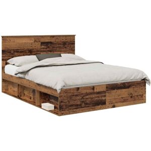 Bed Frame with Headboard Old Wood 150 x 200 cm Solid Pine Wood vidaXL Bed Frame with Headboard Old Wood 150 x 200 cm Solid Pine Wood vidaXL