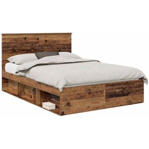 Bed Frame with Headboard Old Wood 140 x 200 cm Solid Pine Wood vidaXL Bed Frame with Headboard Old Wood 140 x 200 cm Solid Pine Wood vidaXL