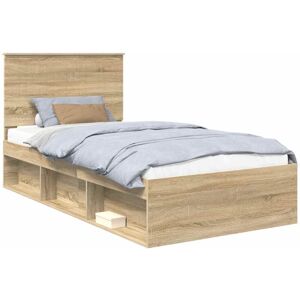 Bed Frame with Headboard Sonoma 100 x 200 cm Solid Pine Wood vidaXL Bed Frame with Headboard Sonoma 100 x 200 cm Solid Pine Wood vidaXL