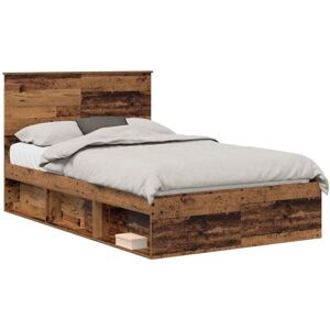 Bed Frame with Headboard Old Wood 120 x 190 cm Solid Pine Wood vidaXL Bed Frame with Headboard Old Wood 120 x 190 cm Solid Pine Wood vidaXL