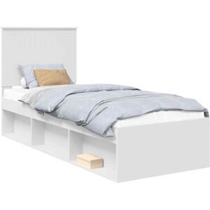 Bed Frame with Headboard White 75 x 190 cm Solid Pine Wood vidaXL Bed Frame with Headboard White 75 x 190 cm Solid Pine Wood vidaXL