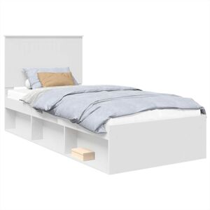 Bed Frame with Headboard White 90 x 190 cm Solid Pine Wood vidaXL Bed Frame with Headboard White 90 x 190 cm Solid Pine Wood vidaXL