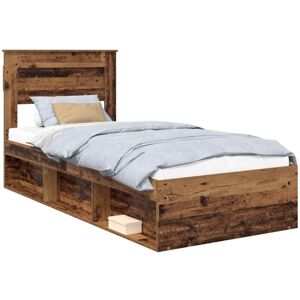 Bed Frame with Headboard Old Wood 90 x 200 cm Solid Pine Wood vidaXL Bed Frame with Headboard Old Wood 90 x 200 cm Solid Pine Wood vidaXL