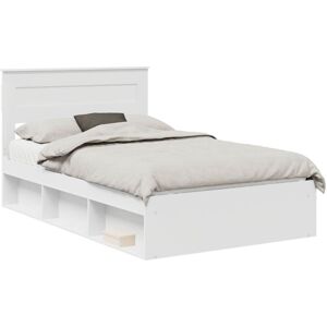 Bed Frame with Headboard White 120 x 200 cm Solid Pine Wood vidaXL Bed Frame with Headboard White 120 x 200 cm Solid Pine Wood vidaXL