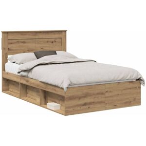 Bed Frame Artisian Oak 120 x 200 cm Solid Pine Wood vidaXL Bed Frame Artisian Oak 120 x 200 cm Solid Pine Wood vidaXL