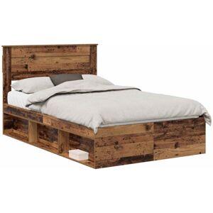 Bed Frame with Headboard Old Wood 120 x 200 cm Solid Pine Wood vidaXL Bed Frame with Headboard Old Wood 120 x 200 cm Solid Pine Wood vidaXL
