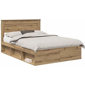 Bed Frame with Drawer Artisian Oak 150 x 200 cm Solid Pine Wood vidaXL Bed Frame with Drawer Artisian Oak 150 x 200 cm Solid Pine Wood vidaXL