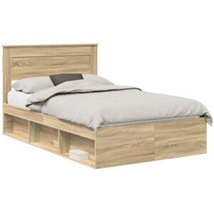 Bed Frame with Drawer Sonoma Oak 135 x 190 cm Solid Pine Wood vidaXL Bed Frame with Drawer Sonoma Oak 135 x 190 cm Solid Pine Wood vidaXL