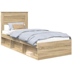 Bed Frame with Mattress Sonoma Oak 90 x 200 cm Solid Pine Wood vidaXL Bed Frame with Mattress Sonoma Oak 90 x 200 cm Solid Pine Wood vidaXL