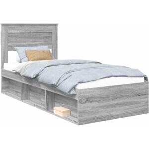 Bed Frame with Mattress Grey Sonoma 90 x 200 cm Solid Pine Wood vidaXL Bed Frame with Mattress Grey Sonoma 90 x 200 cm Solid Pine Wood vidaXL