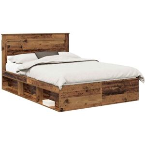 Bed Frame with Headboard Old Wood 160 x 200 cm Solid Pine Wood vidaXL Bed Frame with Headboard Old Wood 160 x 200 cm Solid Pine Wood vidaXL