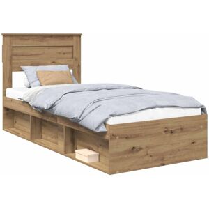 Bed Frame Artisian Oak 100 x 200 cm Solid Pine Wood vidaXL Bed Frame Artisian Oak 100 x 200 cm Solid Pine Wood vidaXL