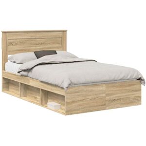 Bed Frame with Headboard Sonoma 120 x 190 cm Solid Pine Wood vidaXL Bed Frame with Headboard Sonoma 120 x 190 cm Solid Pine Wood vidaXL