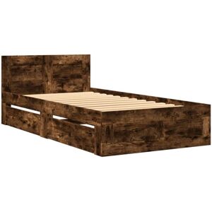 Bed Frame with Headboard without Mattress Smoked Oak 100x200 cm Vidaxl Bed Frame with Headboard without Mattress Smoked Oak 100x200 cm Vidaxl