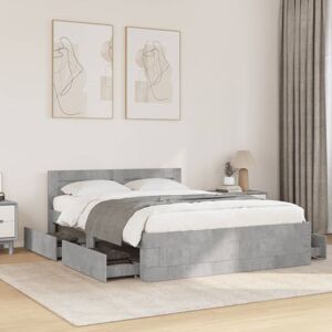 Bed Frame with Headboard without Mattress Concrete Grey 140x200 cm vidaXL Bed Frame with Headboard without Mattress Concrete Grey 140x200 cm vidaXL