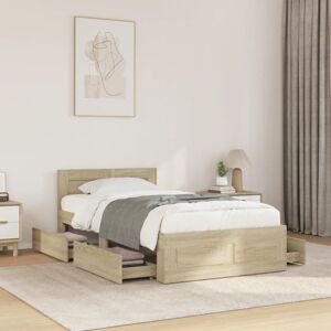 Bed Frame with Headboard without Mattress Sonoma Oak 100x200 cm Vidaxl Bed Frame with Headboard without Mattress Sonoma Oak 100x200 cm Vidaxl