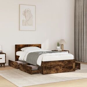 Bed Frame with Headboard without Mattress Smoked Oak 75x190 cm Small Single Vidaxl Bed Frame with Headboard without Mattress Smoked Oak 75x190 cm Small Single Vidaxl