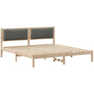 Bed Frame with Headboard Dark Grey 200 x 200 cm Solid Pine Wood vidaXL Bed Frame with Headboard Dark Grey 200 x 200 cm Solid Pine Wood vidaXL
