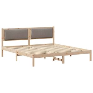 Bed Frame with Headboard Taupe 180 x 200 cm Solid Pine Wood vidaXL Bed Frame with Headboard Taupe 180 x 200 cm Solid Pine Wood vidaXL