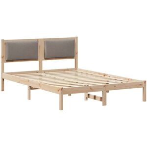 Bed Frame with Headboard Taupe 135 x 190 cm Solid Pine Wood vidaXL Bed Frame with Headboard Taupe 135 x 190 cm Solid Pine Wood vidaXL