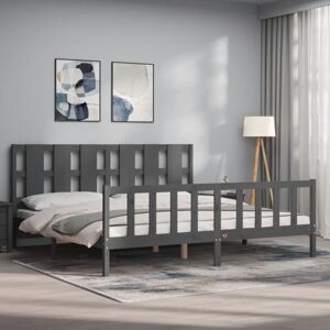 Vidaxl - Bed Frame without Mattress Grey 200x200 cm Solid Wood Pine Vidaxl - Bed Frame without Mattress Grey 200x200 cm Solid Wood Pine