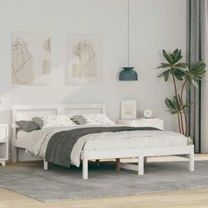 Vidaxl - Bed Frame with Headboard White 135 x 190 cm Solid pine wood Vidaxl - Bed Frame with Headboard White 135 x 190 cm Solid pine wood