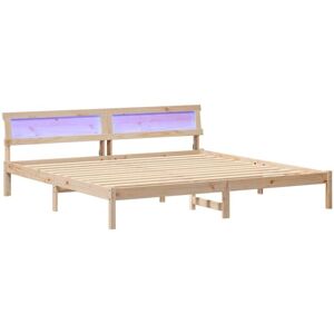 Bed Frame with Headboard Brown 200 x 200 cm Solid pine wood Vidaxl Bed Frame with Headboard Brown 200 x 200 cm Solid pine wood Vidaxl