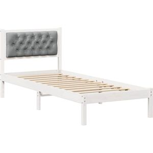 Bed Frame with Headboard Light Grey 75 x 190 cm Solid Pine Wood vidaXL Bed Frame with Headboard Light Grey 75 x 190 cm Solid Pine Wood vidaXL