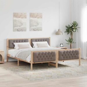 Bed Frame with Headboard Taupe 160 x 200 cm Solid Pine Wood vidaXL Bed Frame with Headboard Taupe 160 x 200 cm Solid Pine Wood vidaXL