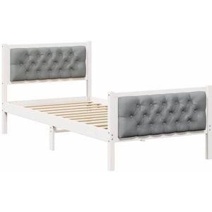 Bed Frame with Headboard Light Grey 90 x 190 cm Solid Pine Wood vidaXL Bed Frame with Headboard Light Grey 90 x 190 cm Solid Pine Wood vidaXL