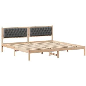 Bed Frame with Headboard Dark Grey 200 x 200 cm Solid Pine Wood vidaXL Bed Frame with Headboard Dark Grey 200 x 200 cm Solid Pine Wood vidaXL