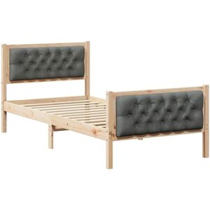 Bed Frame with Headboard Dark Grey 90 x 200 cm Solid Pine Wood vidaXL Bed Frame with Headboard Dark Grey 90 x 200 cm Solid Pine Wood vidaXL