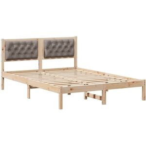 Bed Frame with Headboard Taupe 140 x 190 cm Solid Pine Wood vidaXL Bed Frame with Headboard Taupe 140 x 190 cm Solid Pine Wood vidaXL