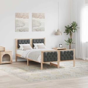 Bed Frame with Headboard Dark Grey 120 x 200 cm Solid Pine Wood vidaXL Bed Frame with Headboard Dark Grey 120 x 200 cm Solid Pine Wood vidaXL