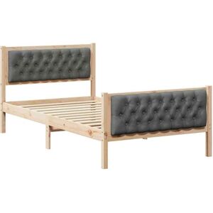 Bed Frame with Headboard Dark Grey 100 x 200 cm Solid Pine Wood vidaXL Bed Frame with Headboard Dark Grey 100 x 200 cm Solid Pine Wood vidaXL