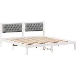 Bed Frame Light Grey 160 x 200 cm Solid Pine Wood vidaXL Bed Frame Light Grey 160 x 200 cm Solid Pine Wood vidaXL