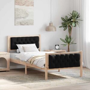 Bed Frame with Headboard Black 90 x 200 cm Solid Pine Wood vidaXL Bed Frame with Headboard Black 90 x 200 cm Solid Pine Wood vidaXL