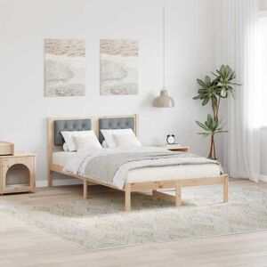 Bed Frame Light Grey 120 x 190 cm Solid Pine Wood vidaXL Bed Frame Light Grey 120 x 190 cm Solid Pine Wood vidaXL