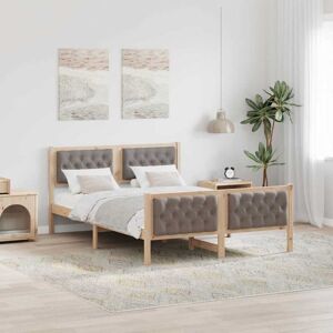 Bed Frame with Headboard Taupe 140 x 200 cm Solid Pine Wood vidaXL Bed Frame with Headboard Taupe 140 x 200 cm Solid Pine Wood vidaXL