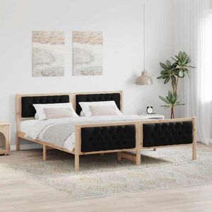 Bed Frame with Headboard Black 180 x 200 cm Solid Pine Wood vidaXL Bed Frame with Headboard Black 180 x 200 cm Solid Pine Wood vidaXL