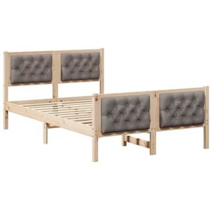 Bed Frame with Headboard Taupe 120 x 190 cm Solid Pine Wood vidaXL Bed Frame with Headboard Taupe 120 x 190 cm Solid Pine Wood vidaXL