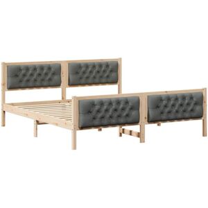 Bed Frame with Headboard Dark Grey 180 x 200 cm Solid Pine Wood vidaXL Bed Frame with Headboard Dark Grey 180 x 200 cm Solid Pine Wood vidaXL