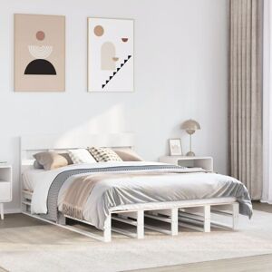 Vidaxl - Bed Frame without Mattress White 150x200 cm King Size Solid Wood Pine Vidaxl - Bed Frame without Mattress White 150x200 cm King Size Solid Wood Pine