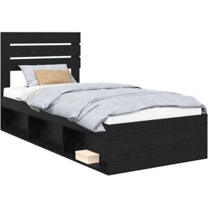 Bed Frame with Headboard Black 75 x 190 cm Solid Pine Wood vidaXL Bed Frame with Headboard Black 75 x 190 cm Solid Pine Wood vidaXL