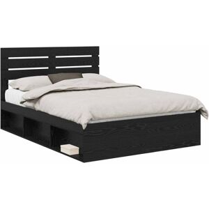 Bed Frame with Headboard Black 140 x 190 cm Solid Pine Wood vidaXL Bed Frame with Headboard Black 140 x 190 cm Solid Pine Wood vidaXL