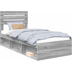 Bed Frame Grey Sonoma 90 x 200 cm Solid Pine Wood vidaXL Bed Frame Grey Sonoma 90 x 200 cm Solid Pine Wood vidaXL