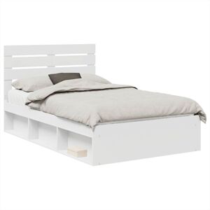 Bed Frame with Headboard White 120 x 200 cm Solid Pine Wood vidaXL Bed Frame with Headboard White 120 x 200 cm Solid Pine Wood vidaXL